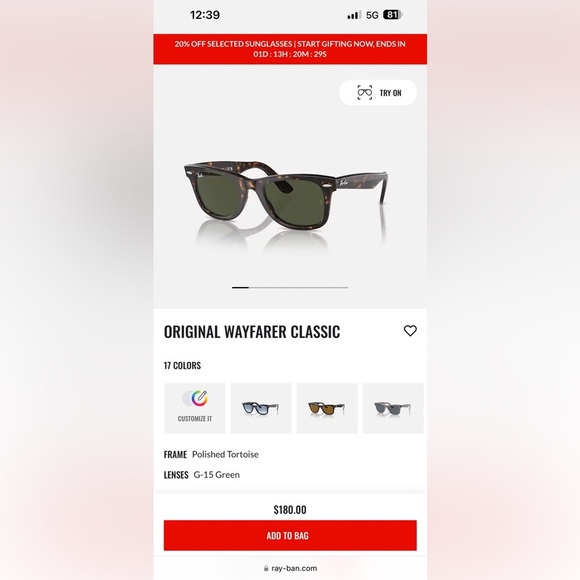 Ray-Ban Wayfarer Sunglasses 54-18-150 Original Classic Tortoise Green RB2140 - Picture 14 of 16